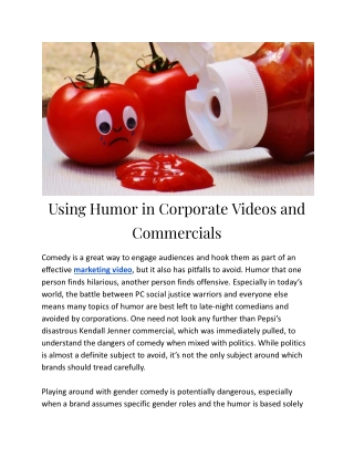 Using Humor in Corporate Videos and Commercials