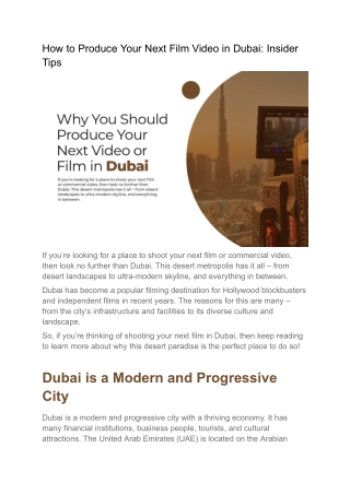 How to Produce Your Next Film Video in Dubai_ Insider Tips