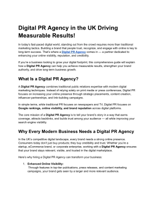 Digital PR Agency in the UK Driving Measurable Results!