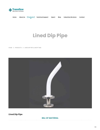 Lined Dip Pipes for Chemical Applications – Transflow