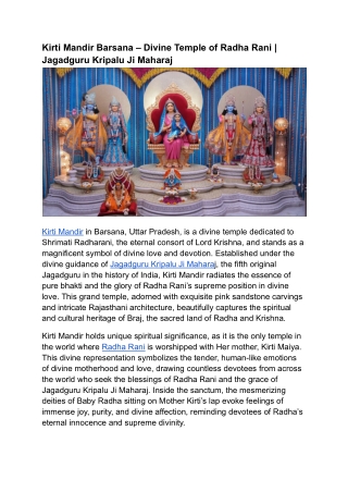 Kirti Mandir Barsana – Divine Temple of Radha Rani _ Jagadguru Kripalu Ji Maharaj