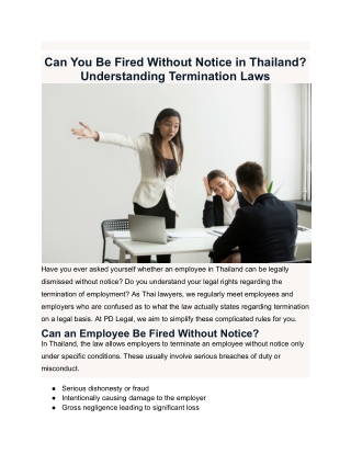 Can You Be Fired Without Notice in Thailand? Understanding Termination Laws