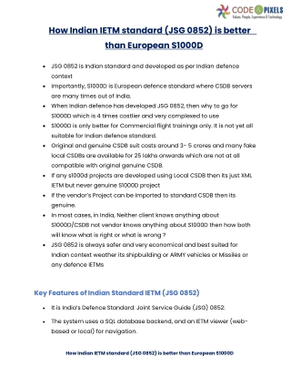 How Indian IETM standard (JSG 0852) is better than European S1000D