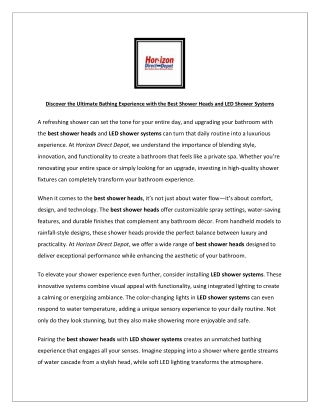 Discover the Ultimate Bathing Experience with the Best Shower Heads and LED Show