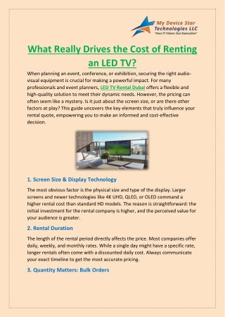 What Really Drives the Cost of Renting an LED TV?