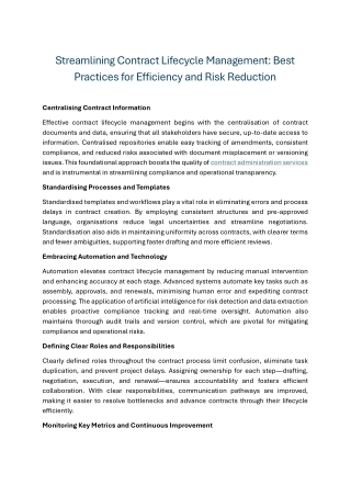 Streamlining Contract Lifecycle Management Best Practices for Efficiency and Risk Reduction