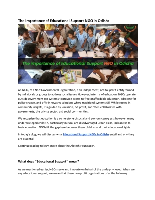 Educational Support NGO in Odisha | Abitec Foundation