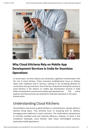 Why Cloud Kitchens Rely on Mobile App Development Services in India for Seamless