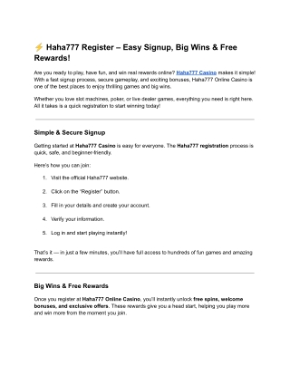 Haha777 Register – Easy Signup, Big Wins & Free Rewards!