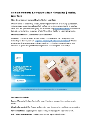 Premium Momento & Corporate Gifts in Ahmedabad  Madhav Laser Tech