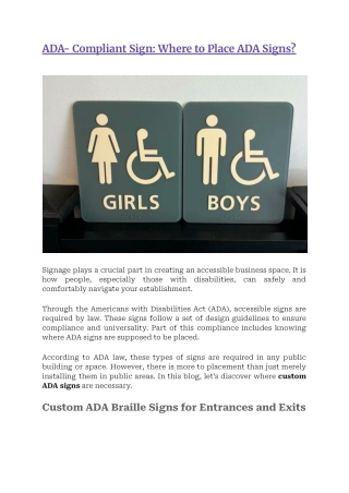 ADA- Compliant Sign: Where to Place ADA Signs?
