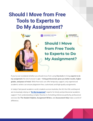 Should I Move from Free Tools to Experts to Do My Assignment