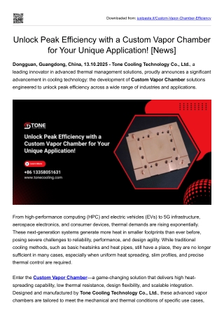Unlock Peak Efficiency with a Custom Vapor Chamber for Your Unique Application!