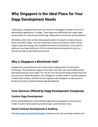 Why Singapore is the Perfect Hub for Dapp Development