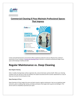 Commercial Cleaning El Paso - EMJ Cleaning Services