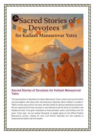 Sacred Stories of Devotees for Kailash Mansarovar Yatra
