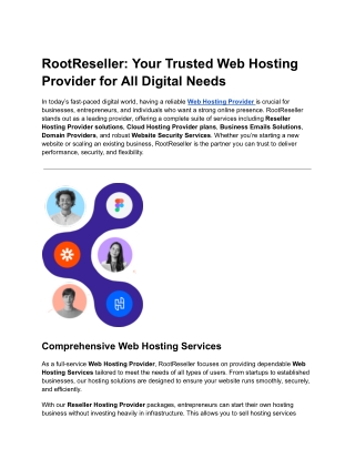 RootReseller: Your Trusted Web Hosting Provider for All Digital Needs