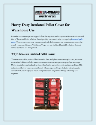 Heavy-Duty Insulated Pallet Cover for Warehouse Use