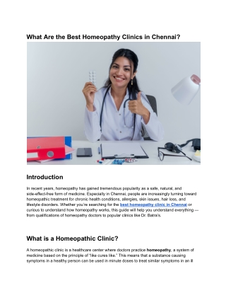 What Are the Best Homeopathy Clinics in Chennai