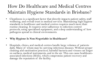 Inside Brisbane’s Medical Facilities: The Science of Hygiene and Patient Safety