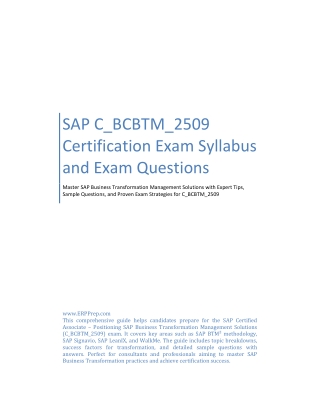 SAP C_BCBTM_2509 Certification Exam Syllabus and Exam Questions