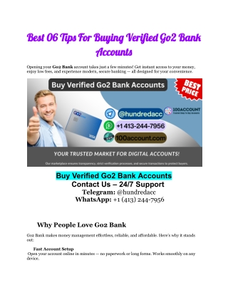 Best 06 Tips For Buying Verified Go2 Bank Accounts