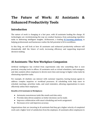 The Future of Work_ AI Assistants & Enhanced Productivity Tools