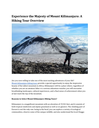 Experience the Majesty of Mount Kilimanjaro_ A Hiking Tour Overview