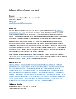 Bathroom & Kitchen Remodel Glen Cove