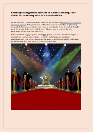 Celebrity Management Services in Kolkata |  iCommunications