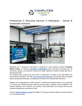 Professional IT Recycling Services in Nottingham – Secure & Sustainable Solutions
