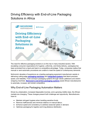 Blog-Driving Efficiency with End-of-Line Packaging Solutions in Africa