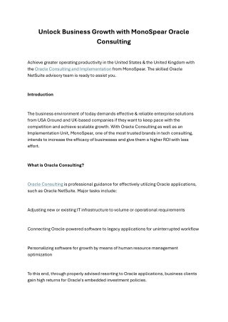 Business Growth with MonoSpear Oracle Consulting