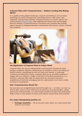 Corporate Films with i Communications