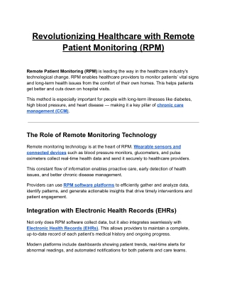Revolutionizing Healthcare with Remote Patient Monitoring (RPM)