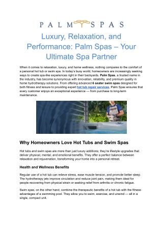 Hot Tub Repair Service – Restore Comfort and Function | Palm Spas