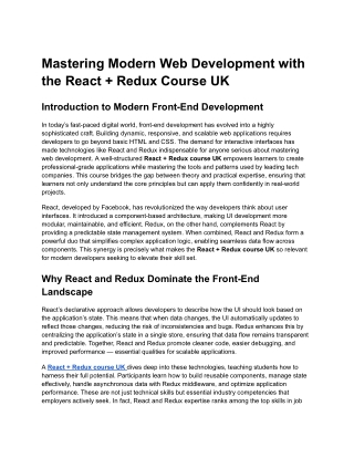 React   Redux course UK