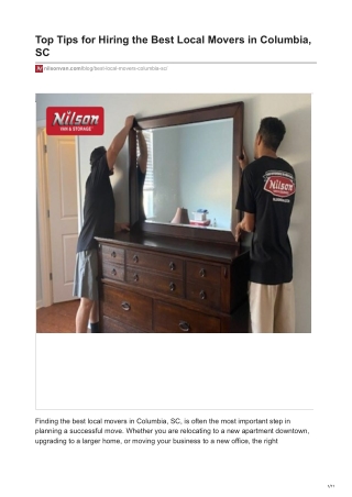 Top Tips for Hiring the Best Local Movers in Columbia, SC