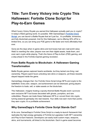 Turn Every Victory into Crypto This Halloween_ Fortnite Clone Script for Play-to-Earn Games