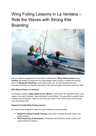 Wing Foiling Lessons in La Ventana