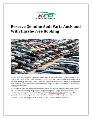 Reserve Genuine Audi Parts Auckland With Hassle-Free Booking