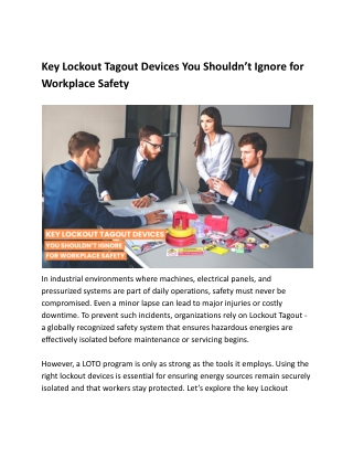 Key Lockout Tagout Devices You Shouldn’t Ignore for Workplace Safety