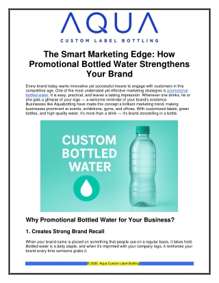 Custom Promotional Bottled Water | Personalized Water Bottles for Branding