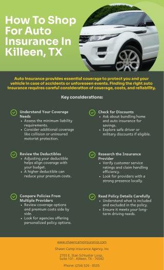 How To Shop For Auto Insurance In Killeen, TX