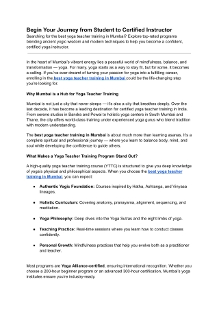 Begin Your Journey from Student to Certified Instructor