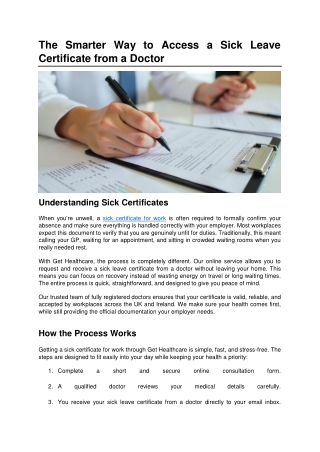 The Smarter Way to Access a Sick Leave Certificate from a Doctor