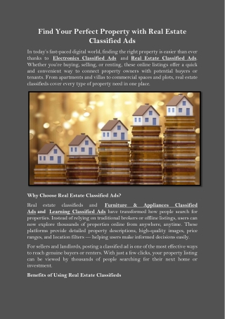 Find Your Perfect Property with Real Estate Classified Ads