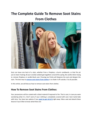 The Complete Guide To Remove Soot Stains From Clothes - Hello Laundry