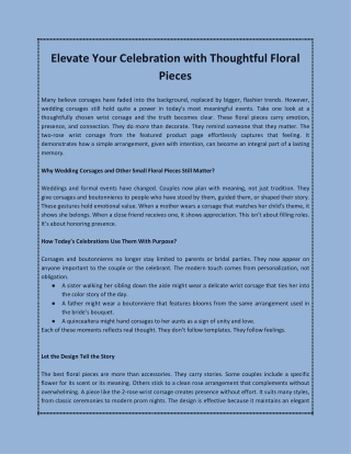 Elevate Your Celebration with Thoughtful Floral Pieces