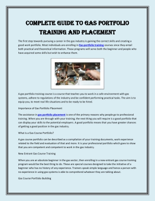 Complete Guide to Gas Portfolio Training and Placement